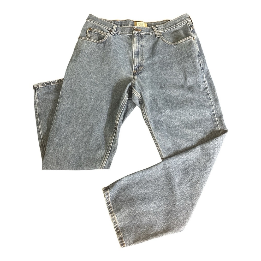 L.L.Bean Men's Classic Fit Lined‎ Straight Leg Blue Denim Jeans Mid Rise 35x29